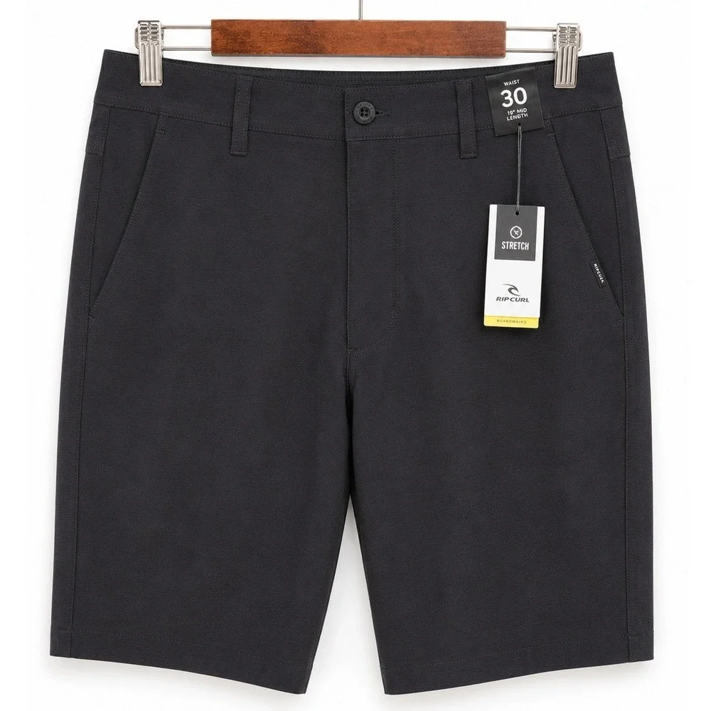 Rip Curl Boardwalk Phase Nineteen Hybrid Shorts 30 Black Stretch Quick Dry NWT